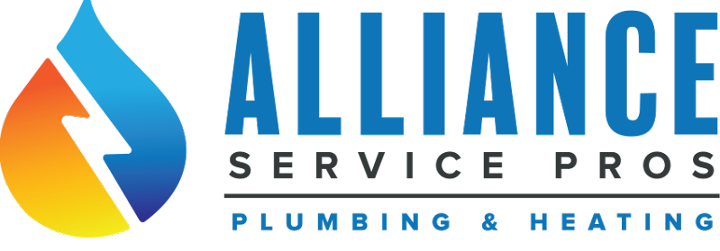 Alliance Service Pros logo featuring a colorful water drop design, representing plumbing and heating services in New Jersey.