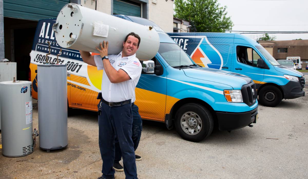 Voorhees township plumbers moves a water heater