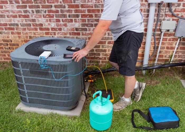 hvac tech installs an ac unit in burlington county nj